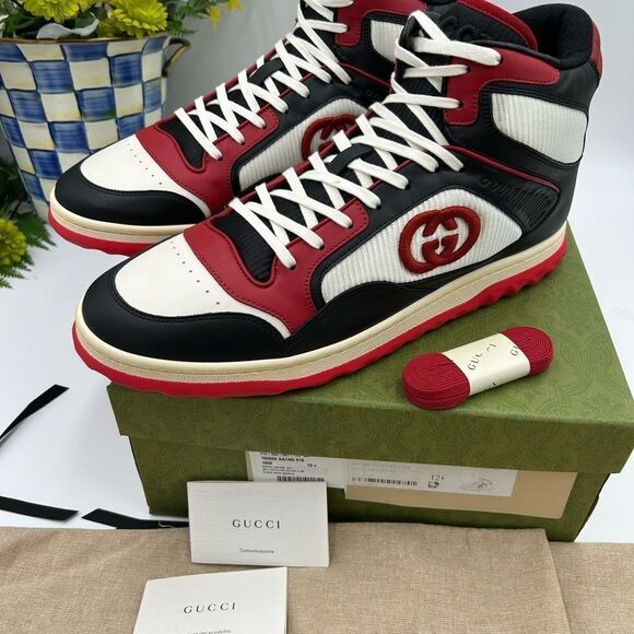 Men’s Gucci Mac 80 leather high top sneaker size 12.5 made in Italy - Picture 6 of 12
